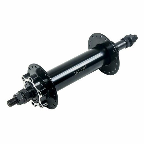 фото Втулка wz задняя fat bike алюминиевая, под диск 6 болтов, под трещотку, на гайках, 36 отверстий, черная trix