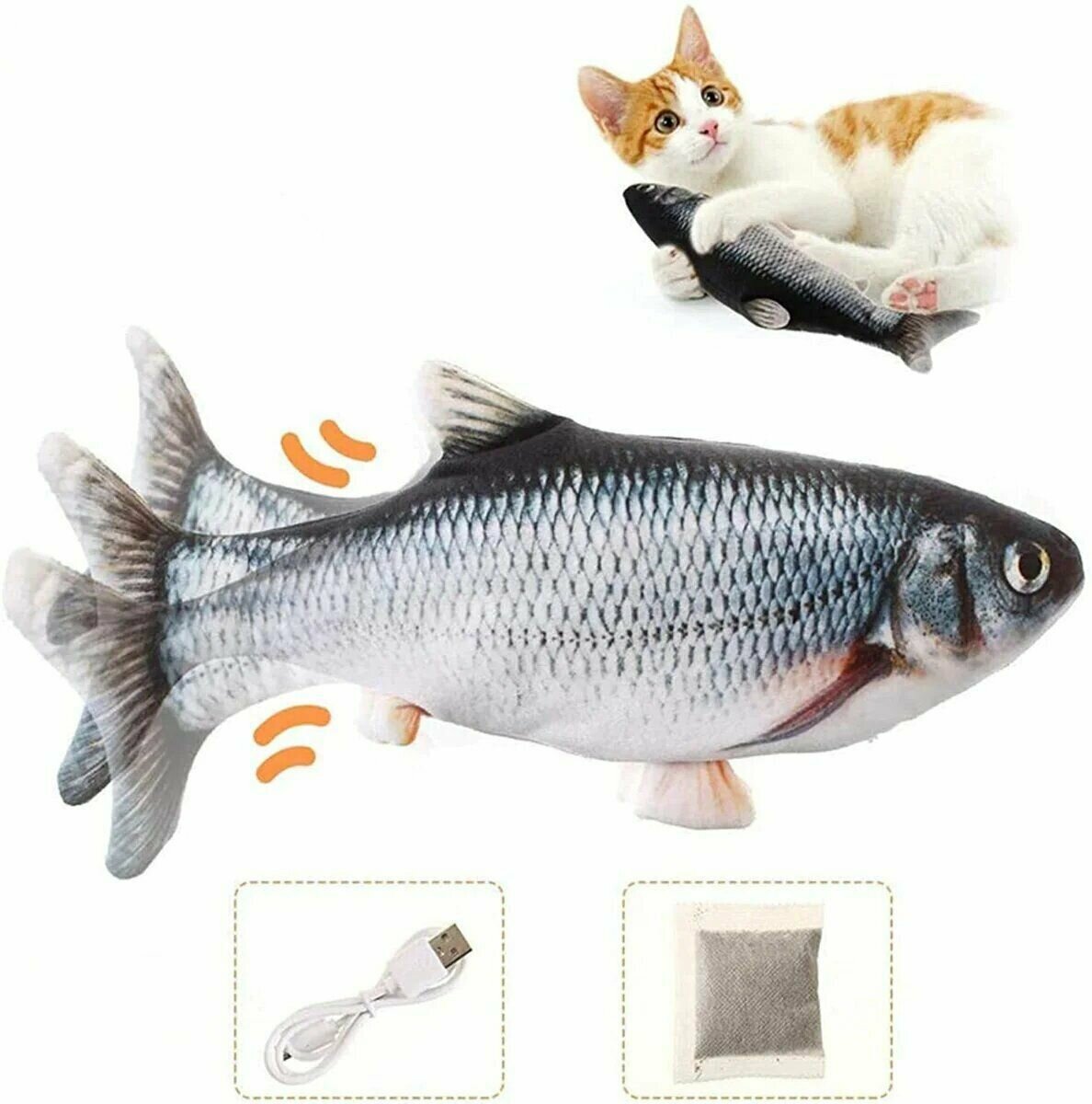 Zozoo Игрушка для кошек и собак, интерактивная рыбка с кошачьей мятой / подарок прикол, сувенир рыбаку