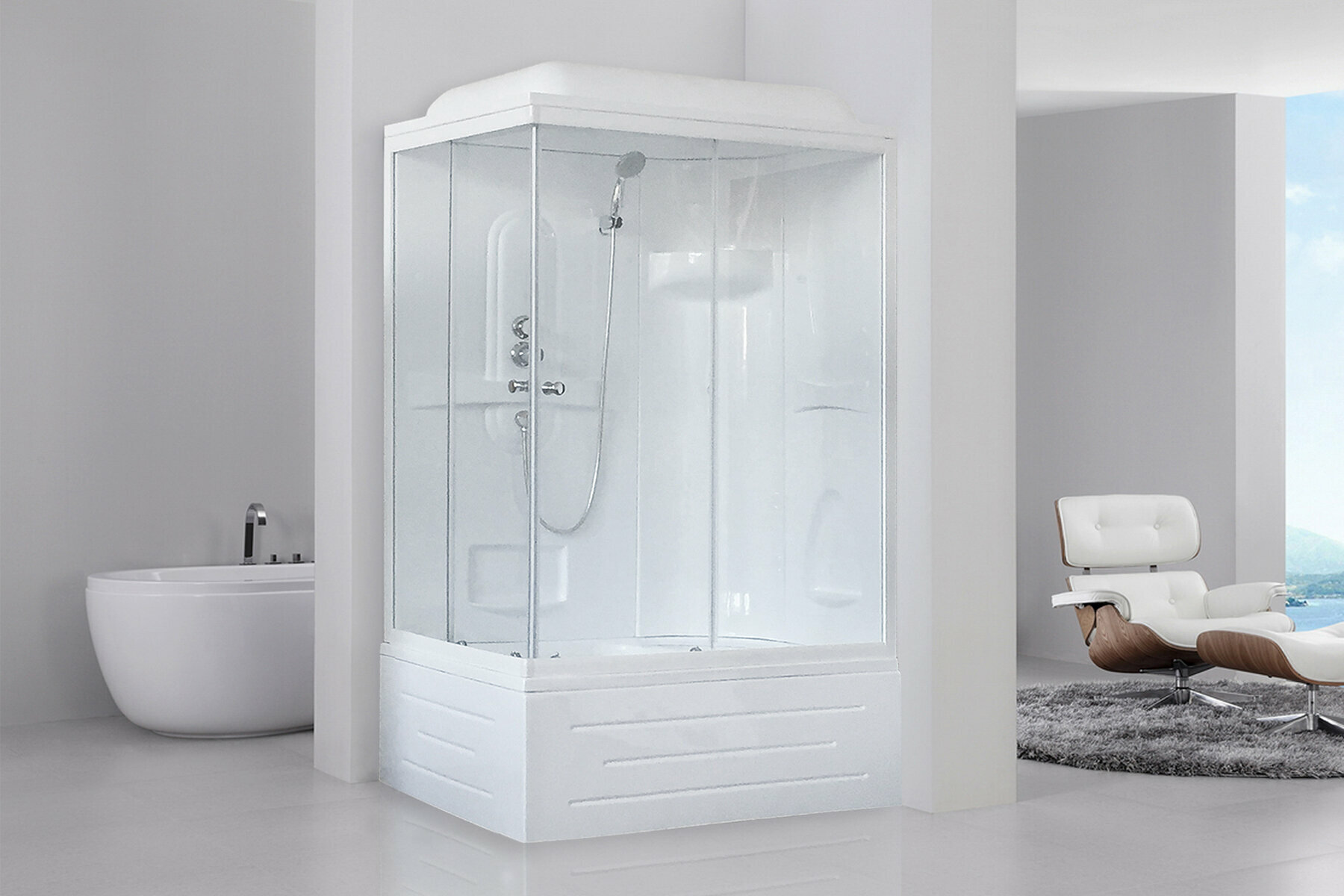 Душевая кабина Royal Bath стекло прозрачное 4мм правая 120x80x217