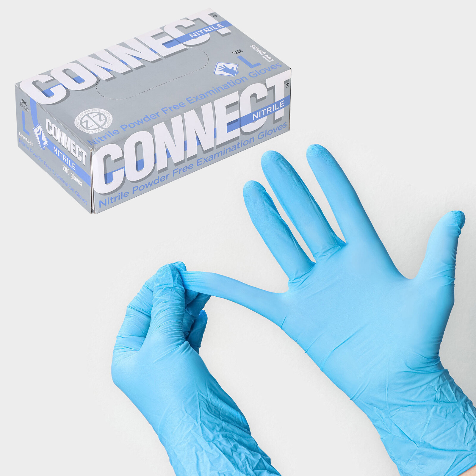 Перчатки CONNECT NITRILE смотр. нестер. нитрил. (PULIN) (8½ (L)) 200 шт/уп (100 пар)