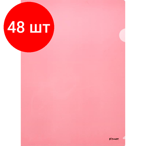 Комплект 48 штук, Папка уголок Комус А4 180мкм (красный)