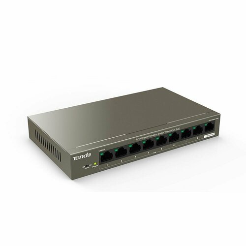 Коммутатор настольный TENDA TEG1109P-8-102W, 9 гигабитных портов, PoE коммутатор 9port teg1110pf 8 102w tenda