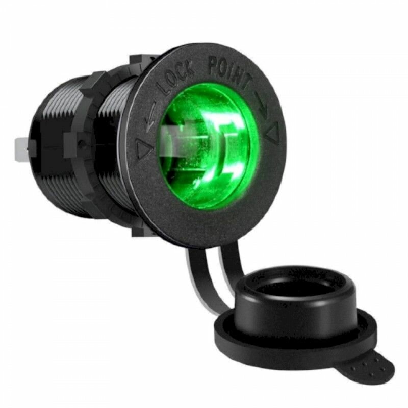 Разъем Прикуривателя в авто (врезные) 12V-24V GH-C5 LED (Green) A2467