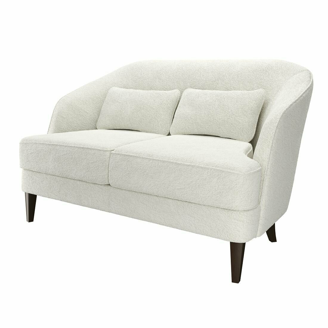 фото Диван RUTA прямой нераскладной двухместный для кухни, прихожей, в гостиную, комнату, детскую, студию, кабинет, искусственный мех овечка белый молочный 1400х700х850