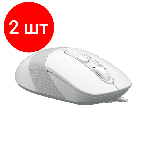 Комплект 2 штук, Мышь компьютерная A4Tech Fstyler FM10S белый/серый 1600dpi/USB/4but мышь проводная a4tech fstyler fm12s silent usb white