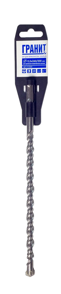 бур по бетону sds-plus гранит quadro-x 12,0х260/200,412260 - фото №9
