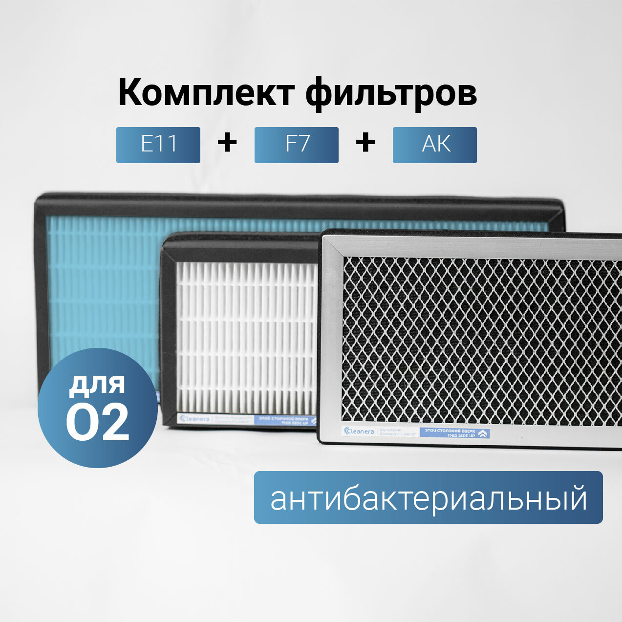 Комплект Фильтров для климатической установки O2 / О2 / 02 ( F7 E11 AK). Антибактериальный фильтр E11