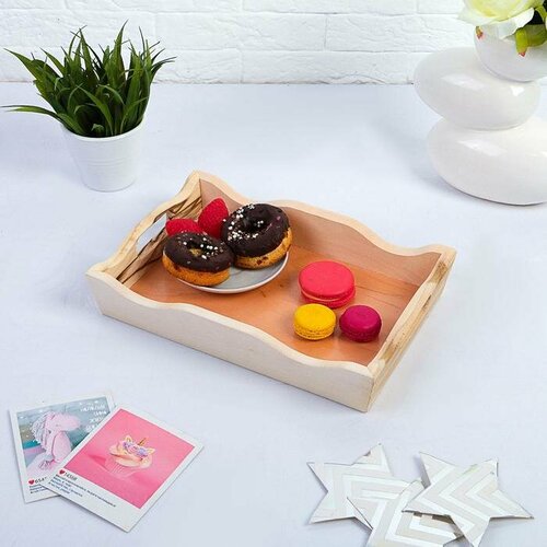 Поднос деревянный для завтрака волна 1 массив 30х20х55см 800₽