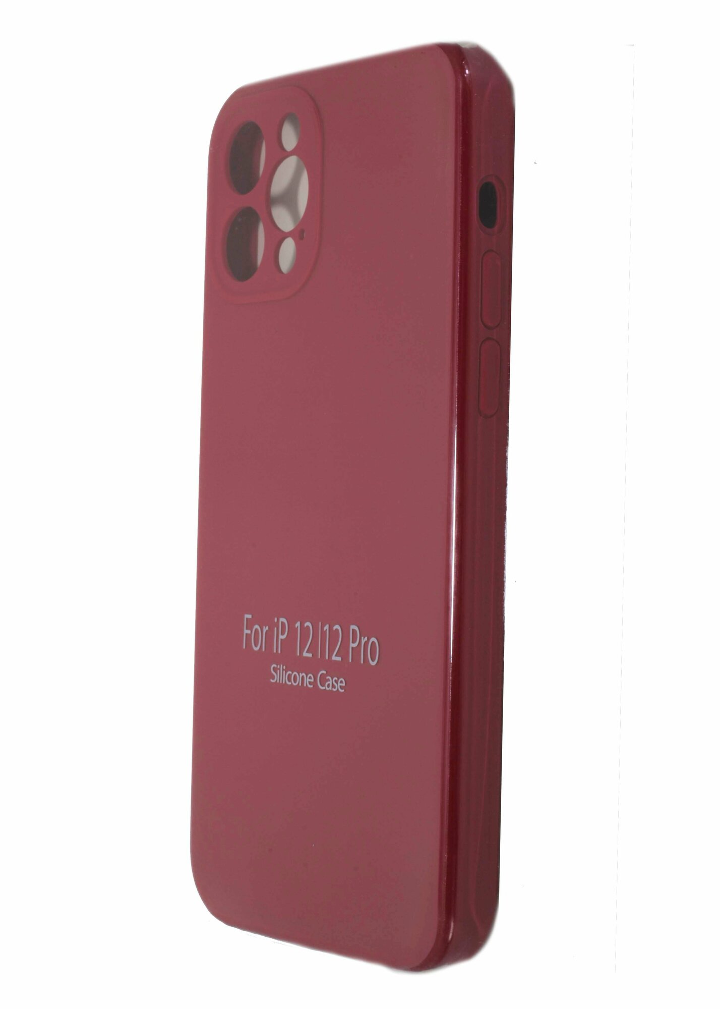 Чехол-накладка для iPhone 12 Pro VEGLAS SILICONE CASE NL Защита камеры вишневый (36)