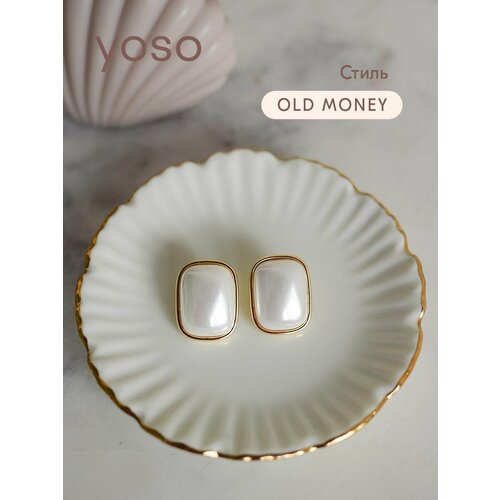 Серьги YOSO, перламутр, размер 22 мм, перламутровый