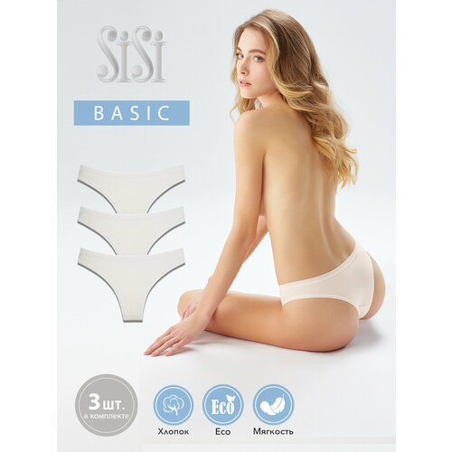 фото Трусы sisi, 3 шт., размер 50 (xl), бежевый
