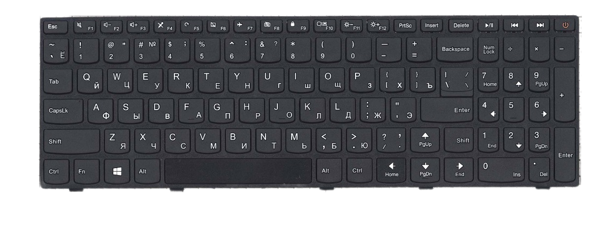 Клавиатура для ноутбука Lenovo Ideapad 110-15ISK 110-17ACL Series. Плоский Enter. Черная с рамкой. PN: 5N20L25910 PK1311W1A05.