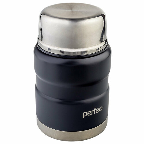 Термос PERFEO для еды с широким горлом, ложкой, объем 0,5 л, (PF_E1371) черный