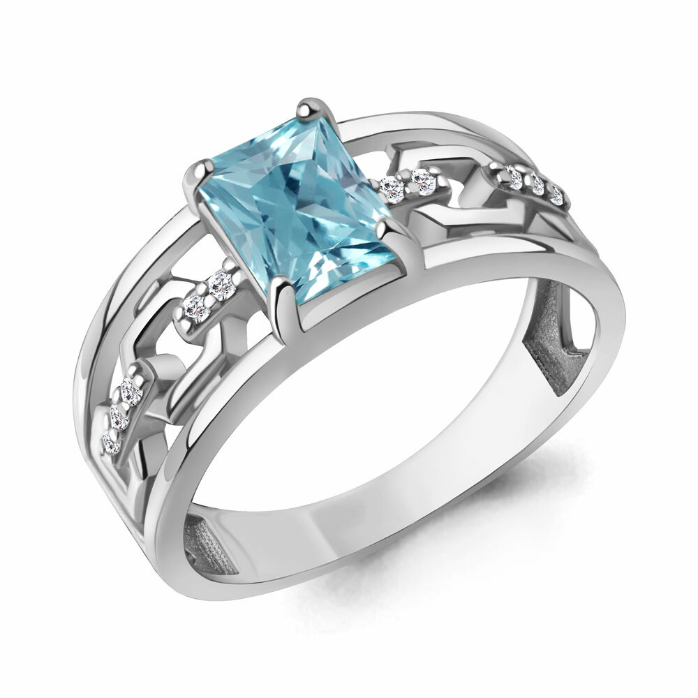Кольцо Diamant online, серебро, 925 проба, турмалин, фианит
