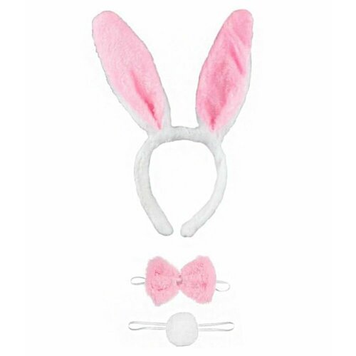 Карнавальный набор Зайчик 3 в 1 набор карнавальный уши зайца белые хвост галстук бабочка