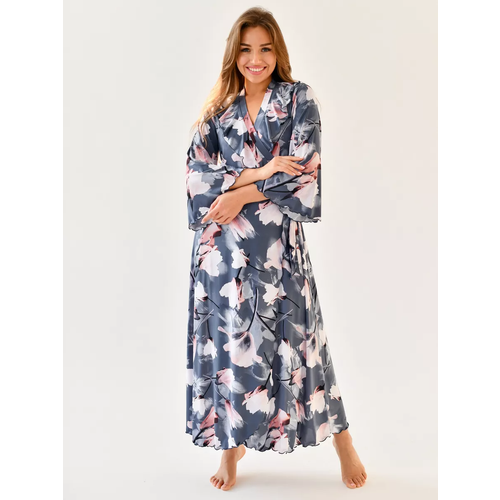 фото Халат , размер 58, розовый, серый текстильный центр