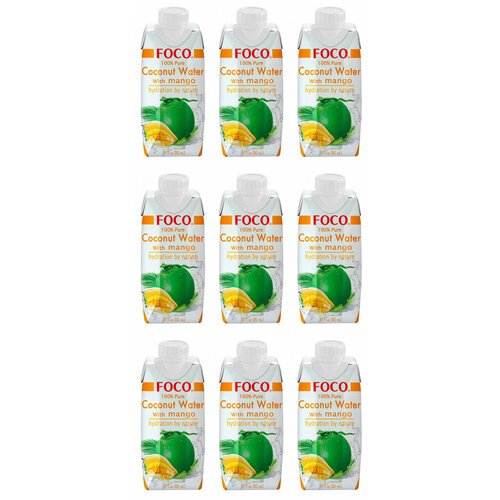FOCO Кокосовая вода с манго, 330 мл, 9 шт