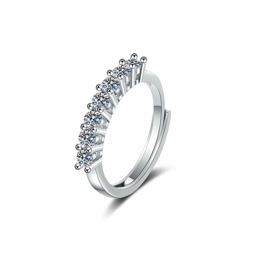 Кольцо, искусственный камень, циркон, безразмерное, серебряный кольцо циркон искусственный камень безразмерное серебряный фиолетовый