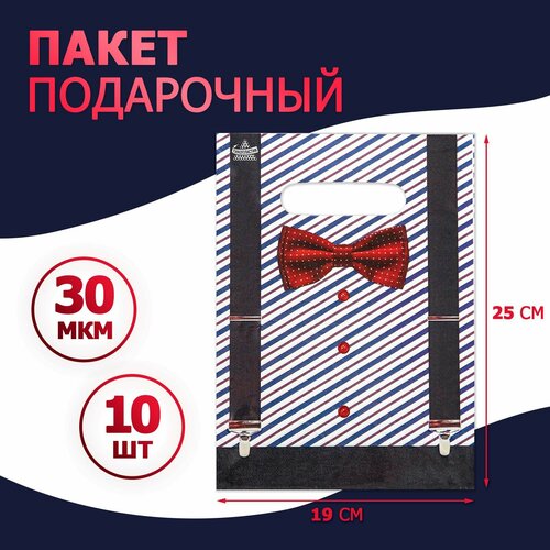 Пакет подарочный полиэтиленовый с вырубной ручкой 250x190 мм 30 мкм набор 10 шт 344₽