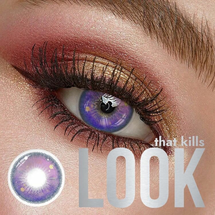 Цветные контактные линзы LOOK that kills Cosmic Purple / 0,00 / 8,6 / 14,5