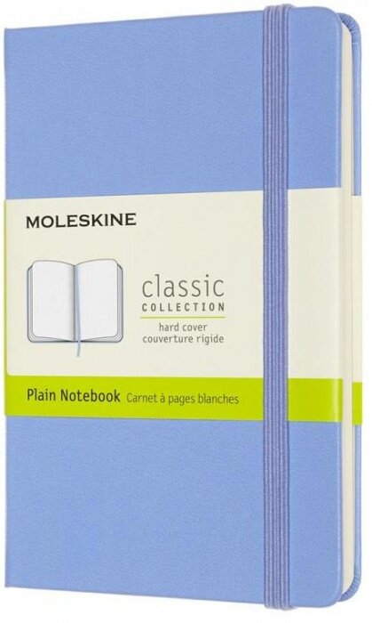 Moleskine QP012B42 Блокнот moleskine classic pocket, 90x140 мм, 192 стр, нелинованный твердая обложка голубая гортензия