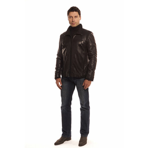 фото Кожаная куртка valentini, размер 66, черный