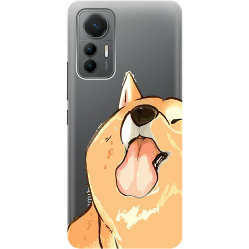 Силиконовый чехол на Xiaomi 12 Lite, Сяоми 12 Лайт с 3D принтом Shiba прозрачный чехол книжка на xiaomi 12 lite сяоми 12 лайт с 3d принтом shiba красный