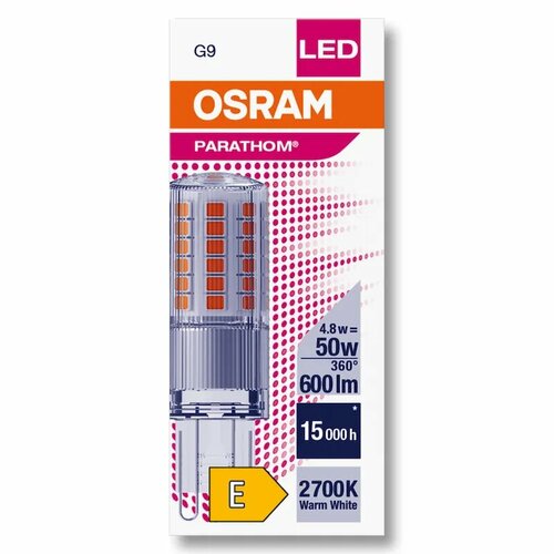 Лампа светодиодная OSRAM Капсула G9 4.8Вт 220В 600Лм 2700К Теплый белый, уп. 1шт