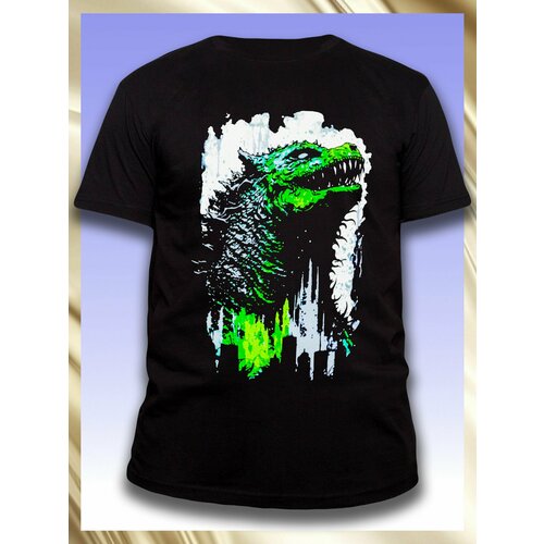 Футболка ящерица, размер 52, черный