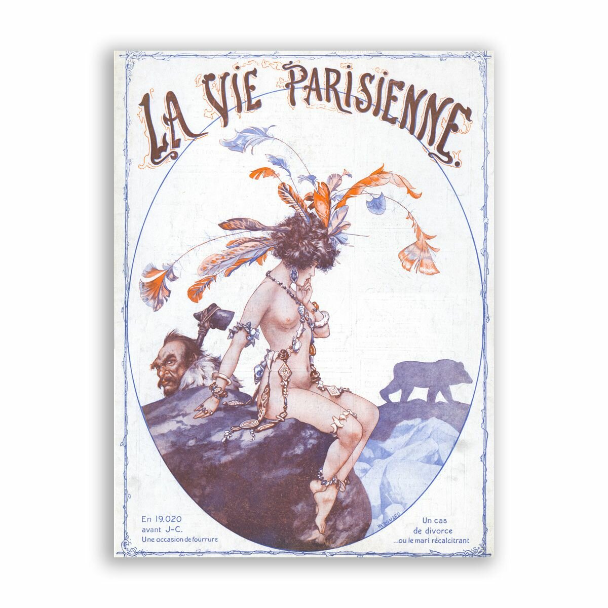 Постер на бумаге в стиле Пин-ап / La Vie Parisienne - En 19.020 avant J-C / Размер 30 x 40 см