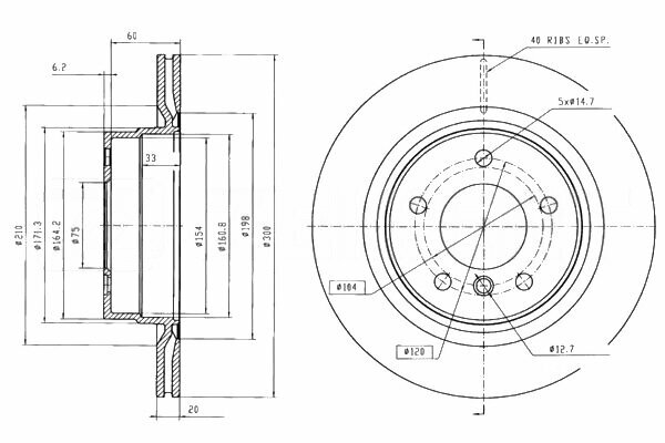 Диск тормозной задний BMW 1 (E81 E82 E87 E88 F20 F21) 04- 2 (F22) 13- 3 (E90-E93 F30 F31 F34 F80) 0