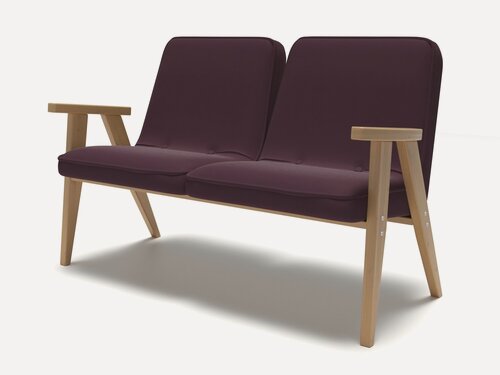 Изображение товара Диван садовый Soft Element ДаблДжек Purple двухместный, массив дерева, стиль скандинавский лофт, в зону ожидания