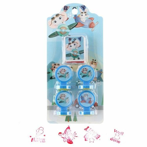 Печать цветная Зверята набор 4 шт штемпельная подушка 449₽