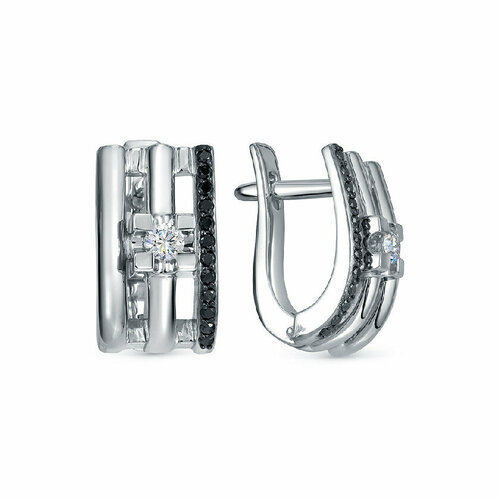 Серьги Brilliant Style, белое золото, 585 проба, бриллиант, белый, золотой