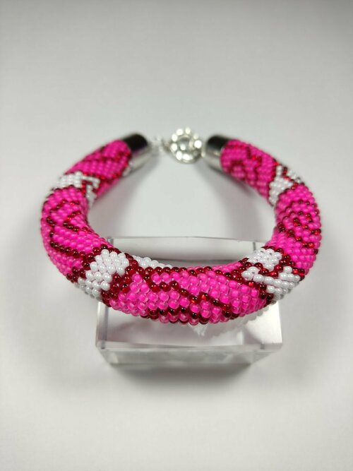Плетеный браслет, 1 шт., размер 20 см, белый, розовый