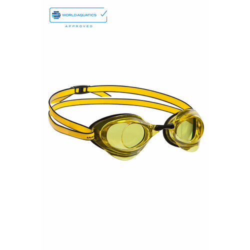 Очки для плавания MAD WAVE Turbo Racer II, yellow очки для плавания mad wave shark yellow