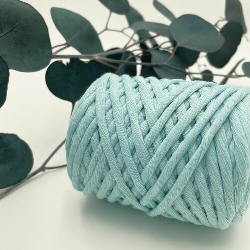 Шнур для макраме и рукоделия Dolly 80% хлопок 50 м/ 4 мм/голубой