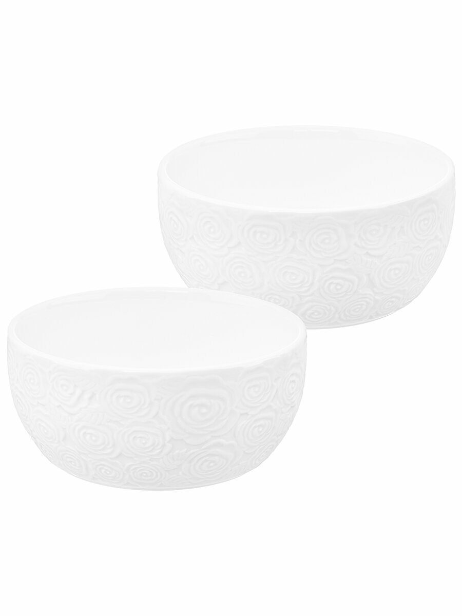 Набор салатников 2 предмета 600 мл Elan Gallery "Розы", фарфор — фото 1