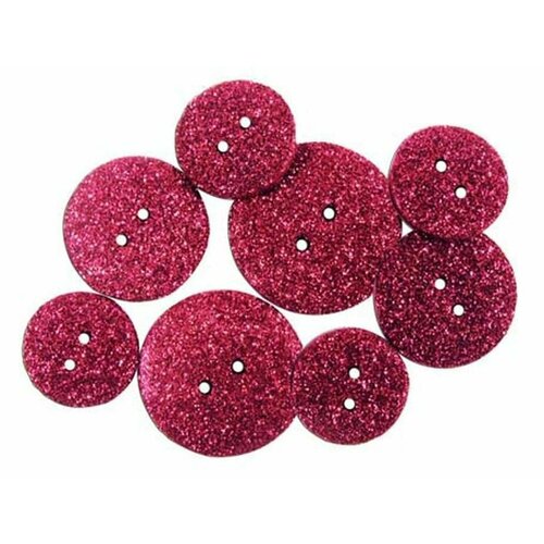 Пуговицы Glitter Buttons, пластиковые, темно-розовые, 7 шт, 1 упаковка