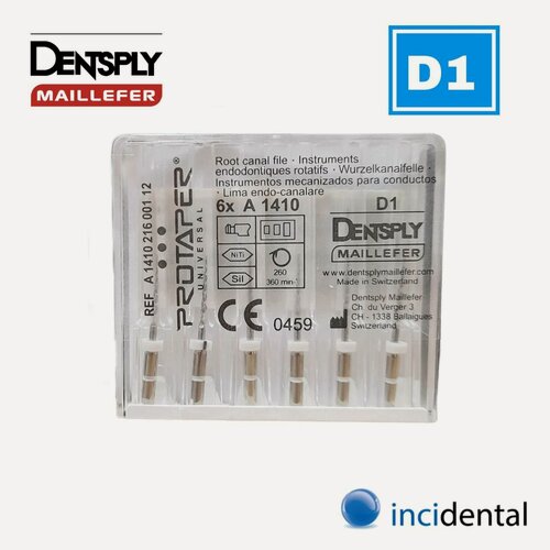 Изображение товара Протейперы Retreatment ( ретритмента ) машин-формир (6шт) ProTaper Дентсплай Майлифер, ( D1: D1Х6 ), длина 16мм для перелечивания , распломбировки каналов . от Инсидентал