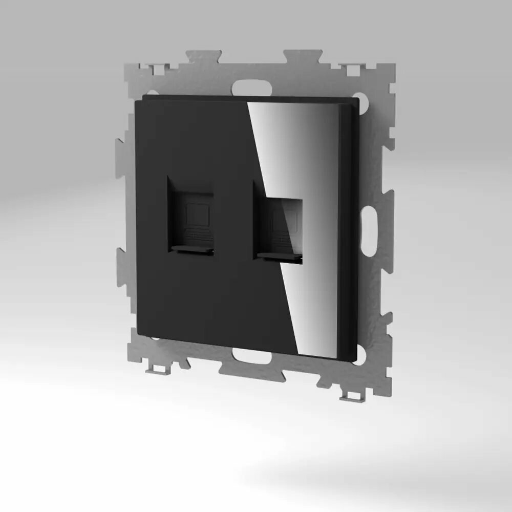 Розетка компьютерная встраиваемая Cgss Эстетика RJ45 GL-W201C2-BСG цвет черный глянец