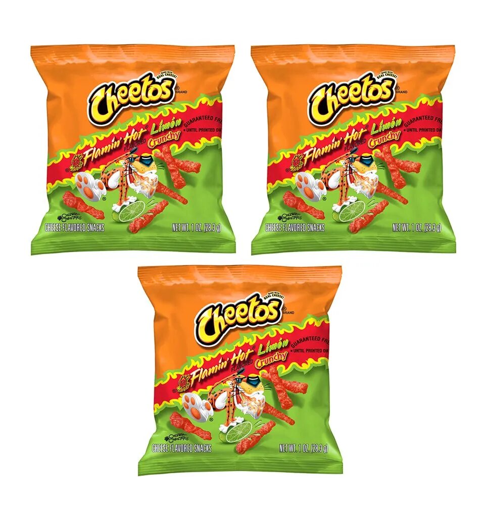 Кукурузные чипсы Cheetos Crunchy Flamin' Hot Limon 3 шт. по 28.3 г США