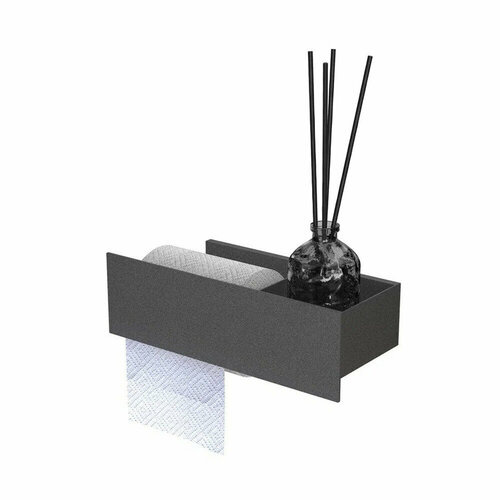 Держатель для туалетной бумаги Flow Skyline с полкой металл черный (Fl-sky-du26л-ч/2359)