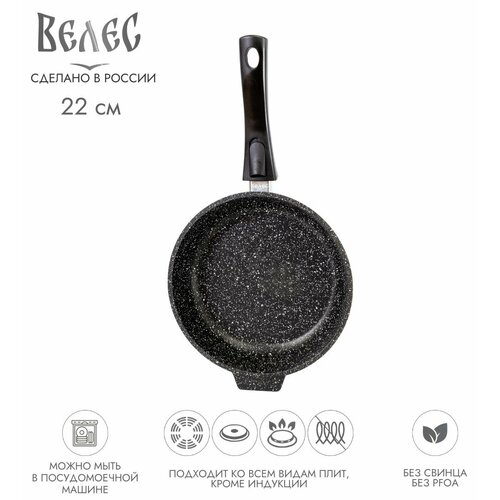 Сковорода 22см с 7-слойным антипригарным ЭКО покрытием гранит съёмная ручка 2500₽