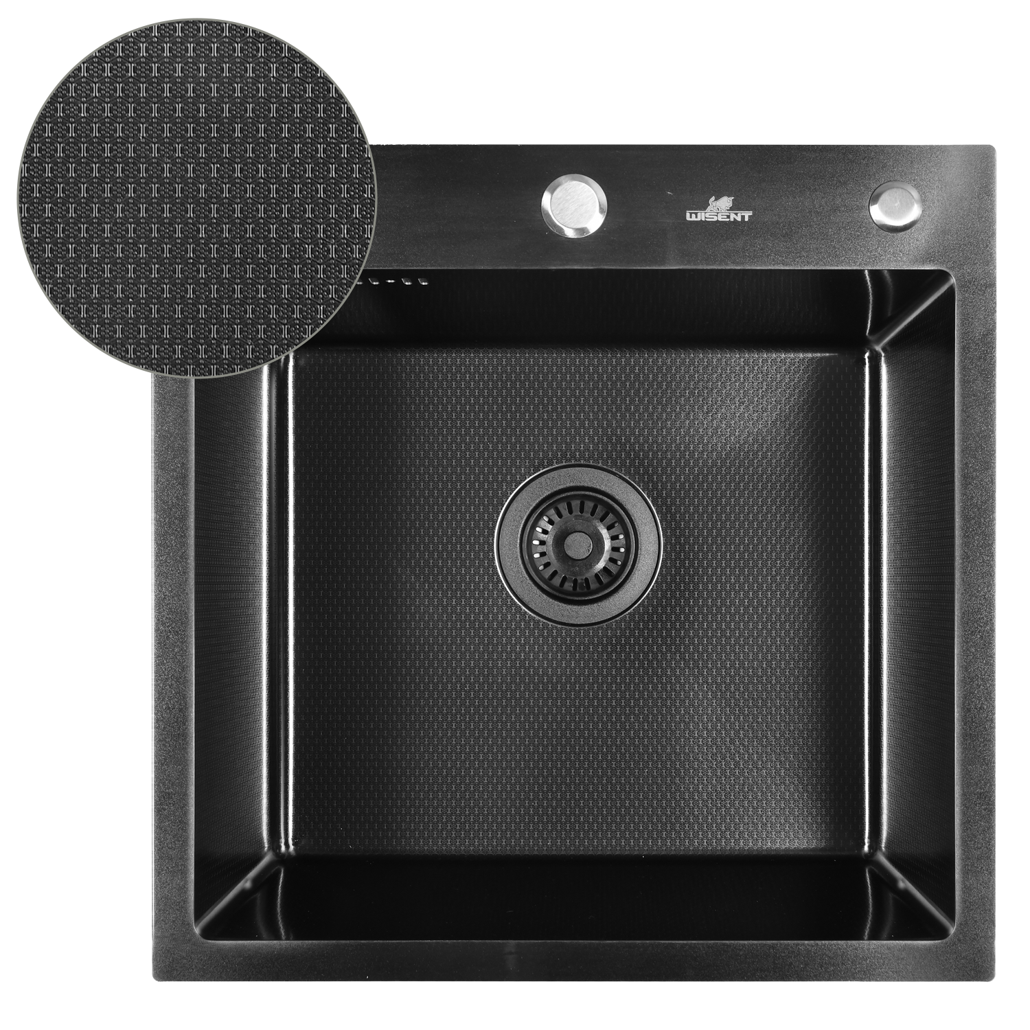 фото Мойка для кухни нержавеющая рифленая 50*50 с PVD покрытием Wisent WGS35050F