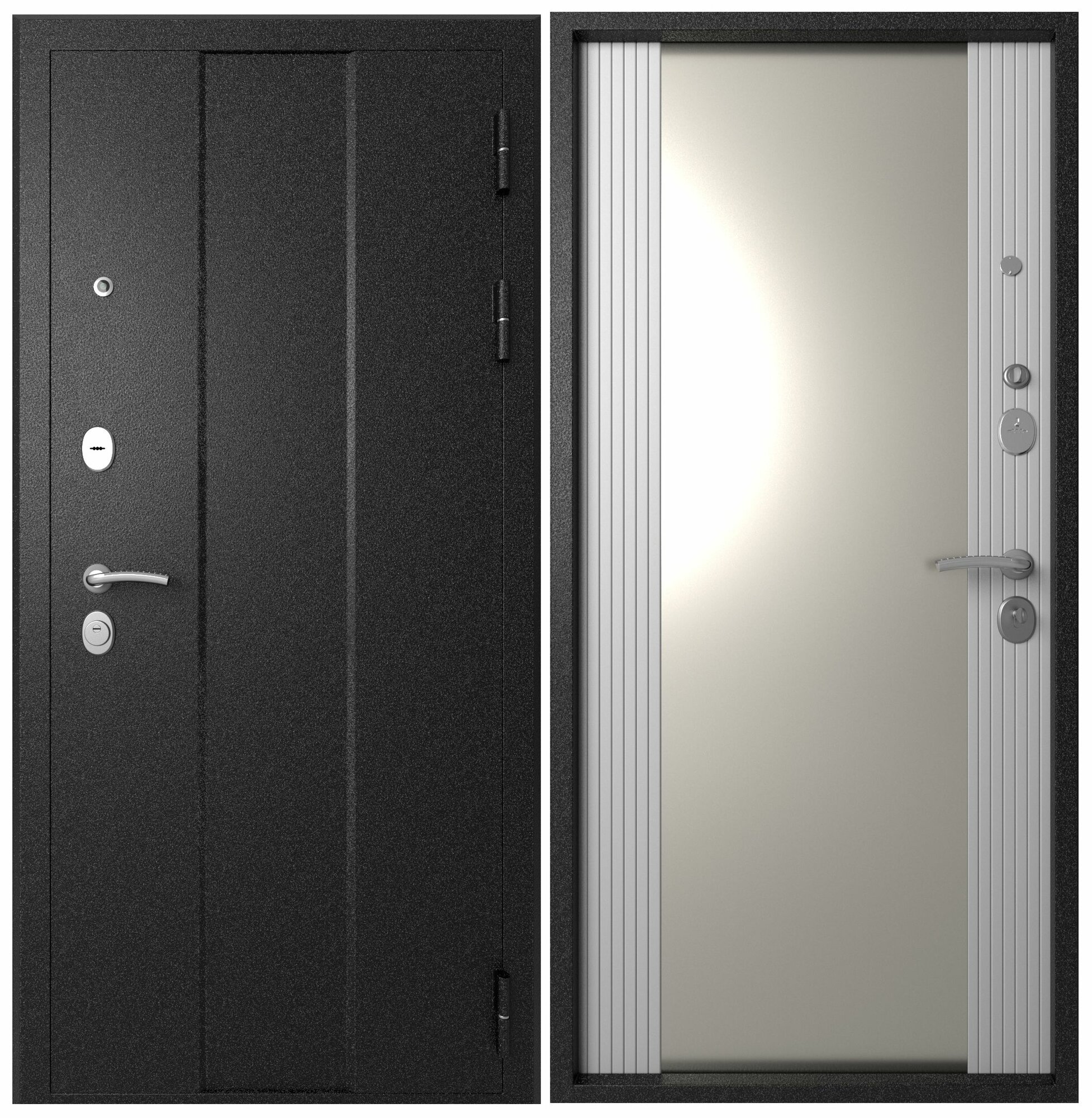 фото Эталон М-5 Черный букле-Белый снег (зеркало) 960 левая