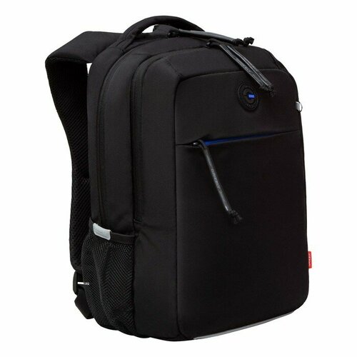 Рюкзак молодёжный 39 х 26 х 19 см, Grizzly, эргономичная спинка, отделение для ноутбука, чёрный/синий
