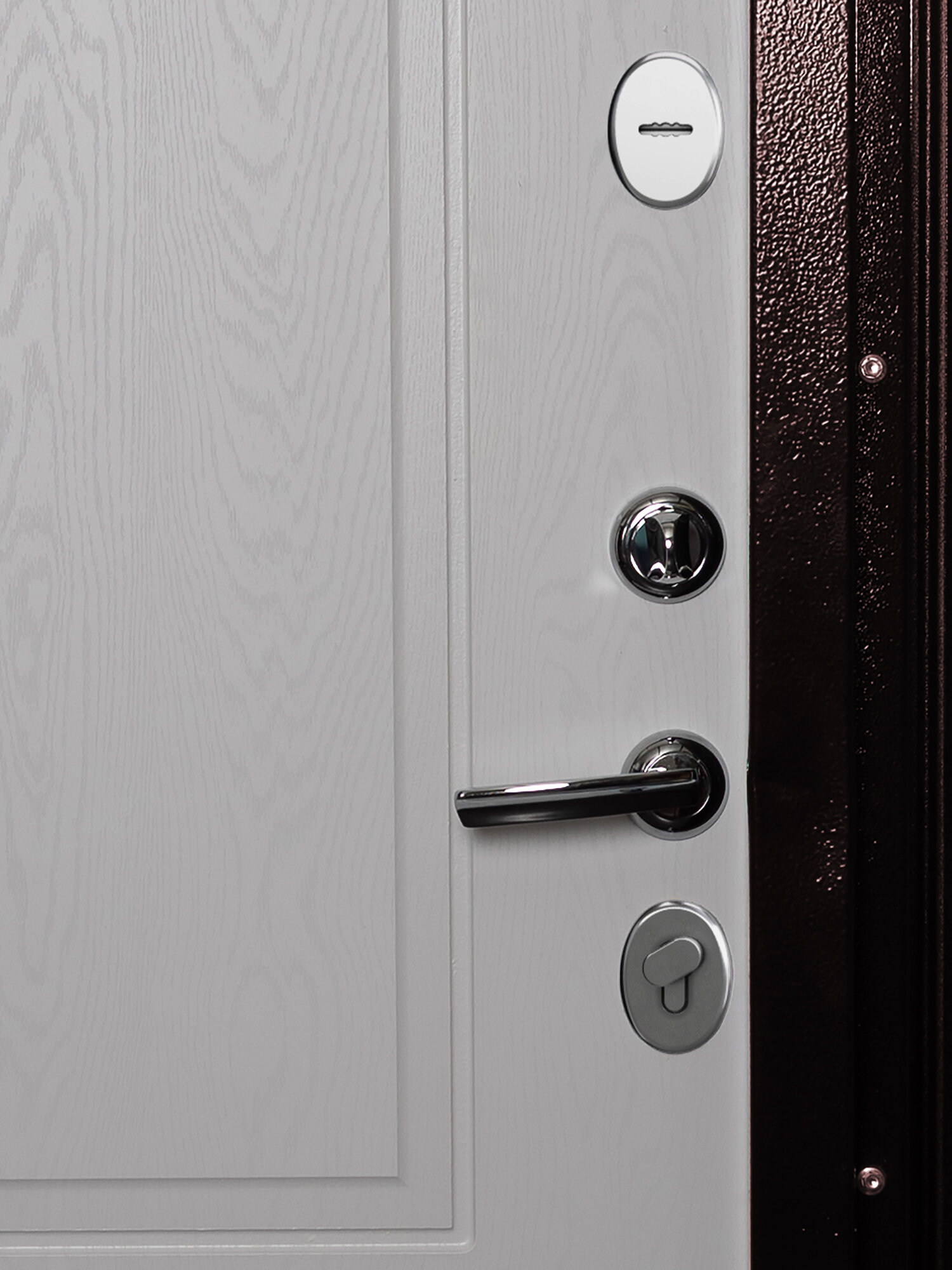 Дверь входная ProLine для дома Термо Лайт 870х2050 правый, терморазрыв, тепло-шумоизоляция, антикоррозийная защита, коричневый/белый - фотография № 14