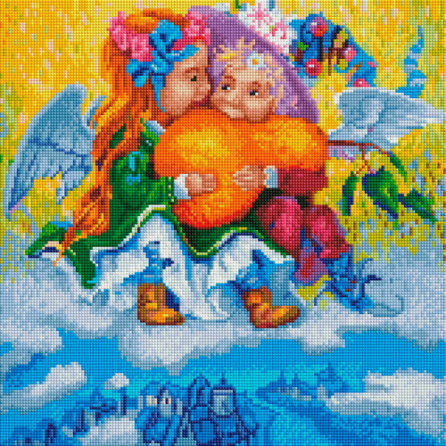 Алмазная мозаика Белоснежка «Ангелы с грушей» (40х40 см, Полная выкладка, квадратные стразы)
