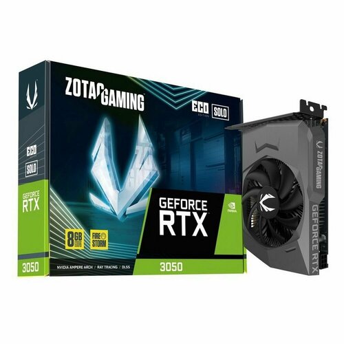 Видеокарта Zotac RTX3050 ECO SOLO 8GB GDDR6 128bit 3xDP HDMI 1FAN Lite Pack axrx 6600 8gbd6 3dhl 8gb gddr6 128bit hdmi 3xdp 1520 173724